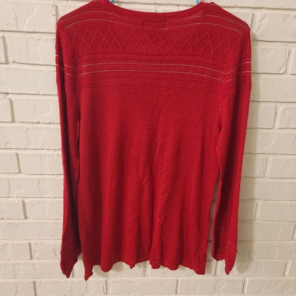 Liz Claiborne Vibrant Red Crew Neck Sweater - Picture 4 of 9